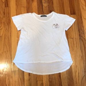 White embroidered detail T-shirt